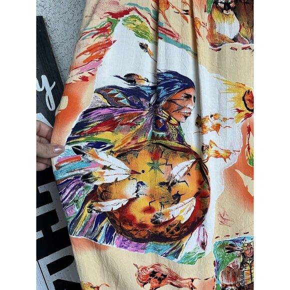 90’s Jams World Hawaii Aloha Native American Southwest Midi Dress - Small- Multi - Picture 4 of 12